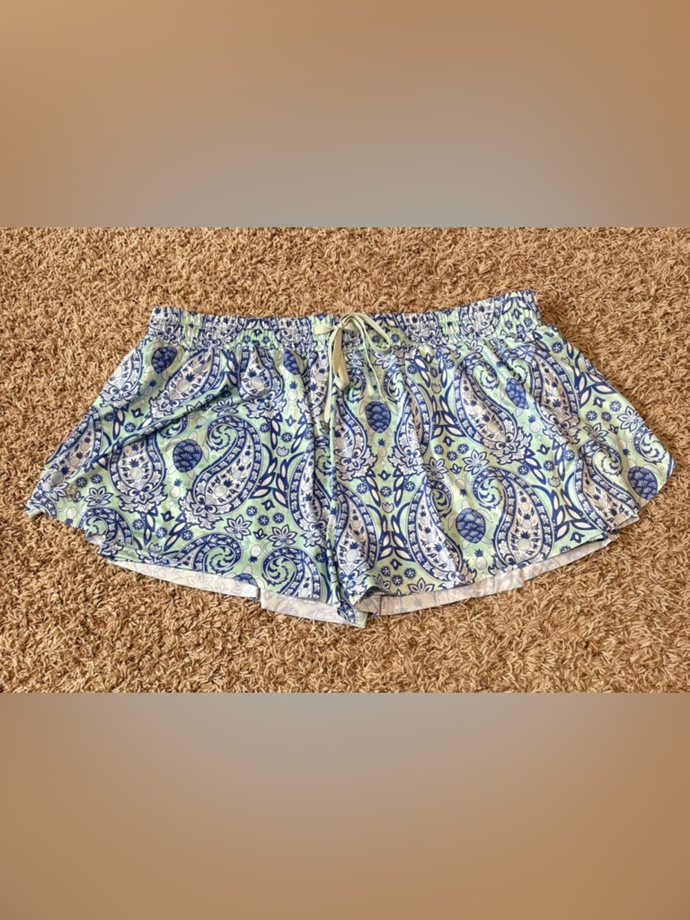 Simply Southern Running Shorts Blue and Mint Paisley Womens size XXL NWOT